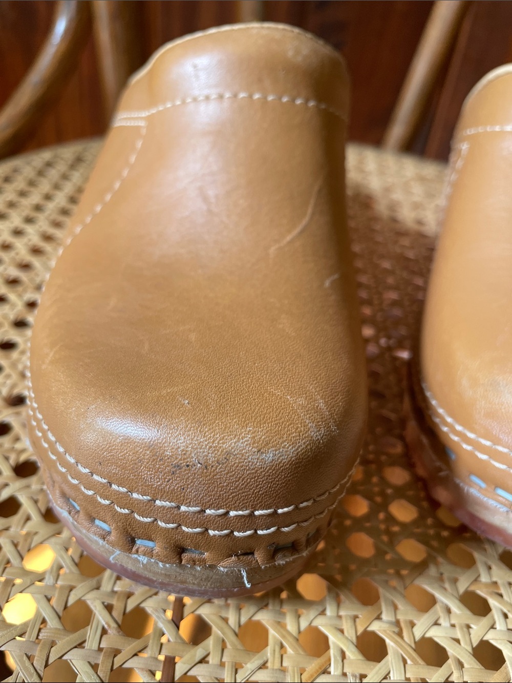 Vintage 1970s Olof Daughters Tan Leather Clog Mules Sz8 - Picture 11 of 11